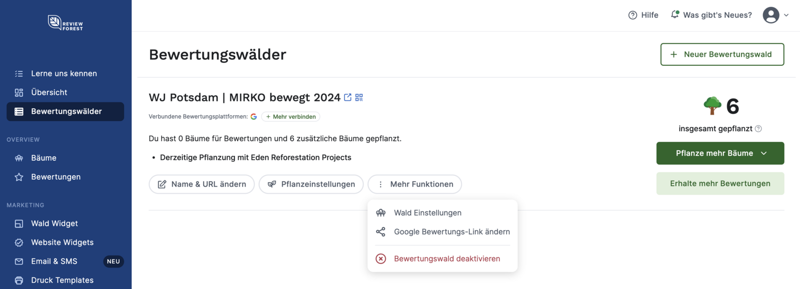 Bewertungswald "Mehr Funktionen"