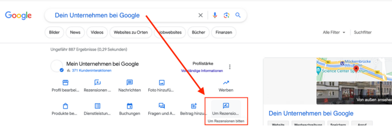 Schaltfläche "Um Rezensionen bitten"