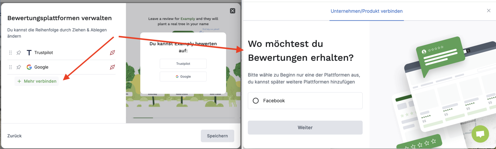 'Bewertungsplattform hinzufügen'
