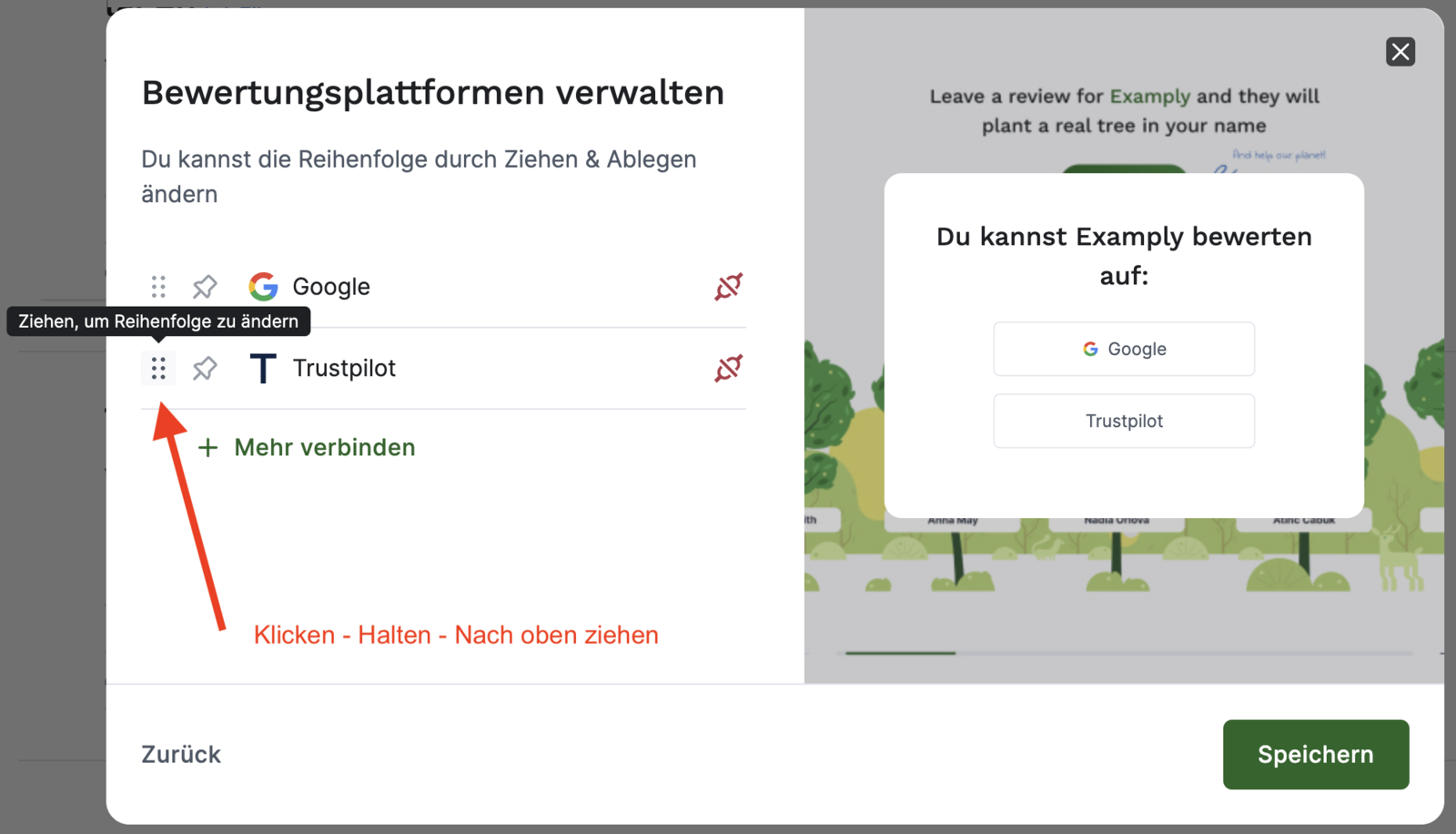 'Reihenfolge ändern'