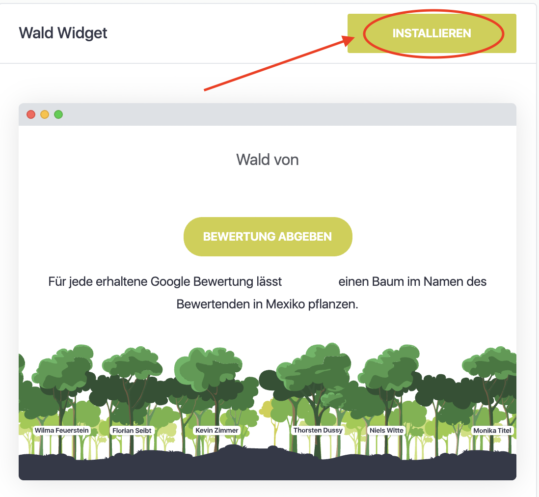 Installiere Wald Widget